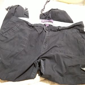 Black capris multi pocket with tie detail